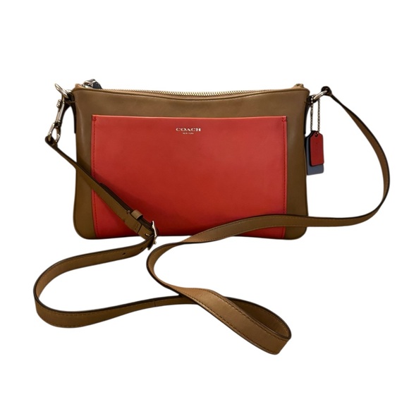 Coach Handbags - Coach Coral & Brown Crossbody